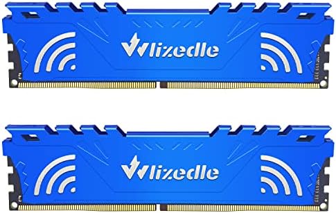DDR4 3200MHz RAM 32GB Kit (2x16GB) XMP 2.0 CL16 UDIMM, Desktop Memory Module PC4-25600 288-Pin 1.35V Non-ECC Unbuffered PC Computer RAM Stick Upgrade - Blue by Wlizedle