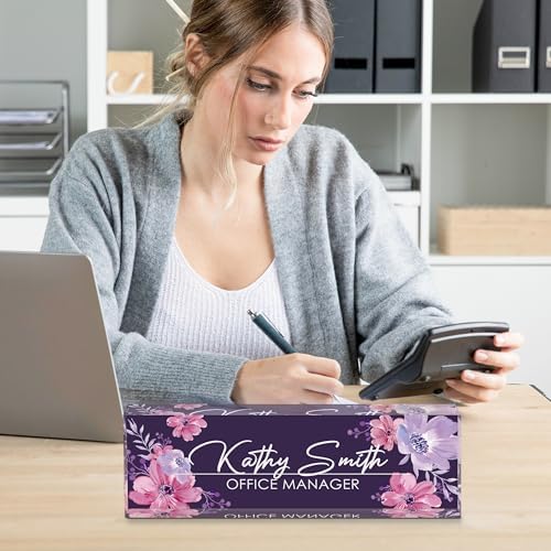 Personalized Name Plate for Desk, Custom Desk Name Plate, Acrylic Name Plate Office Desk Accessories, Personalized Office Gifts for Coworkers Teachers, Employee Appreciation Gifts (B-Watercolor) - Image 6