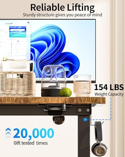 Okin Electric Standing Desk 31.5x19.7 Inches Small Computer Desk-Whole Piece Stand up Desk with Wheels Gaming Rolling Home Office Desks, Rustic Brown - Image 5