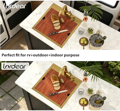 Bar Sink - Lordear 13x15 Gold Drop In Bar Sink with Faucet Soap Dispenser Workstation 16 Gauge T304 Stainless Steel Single Bowl Top Mount Wet Bar RV Prep Outdoor Kitchen Sink 13x15x9 Inch - Image 4