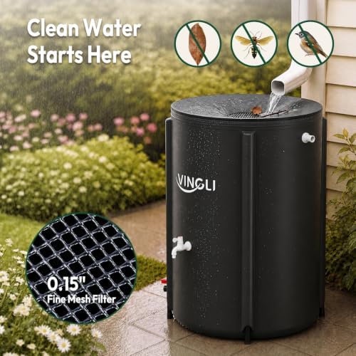 VINGLI Collapsible Rain Barrel Portable Rain Water Collection (Black, 100 Gallon) - Image 4