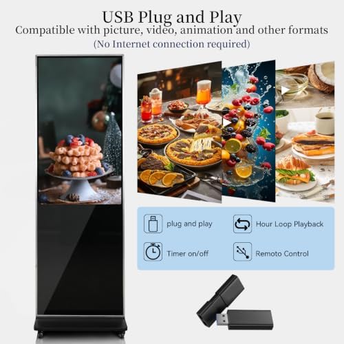 43" Touch Digital Signage Display Kiosk Floor Stand Advertising - Image 3