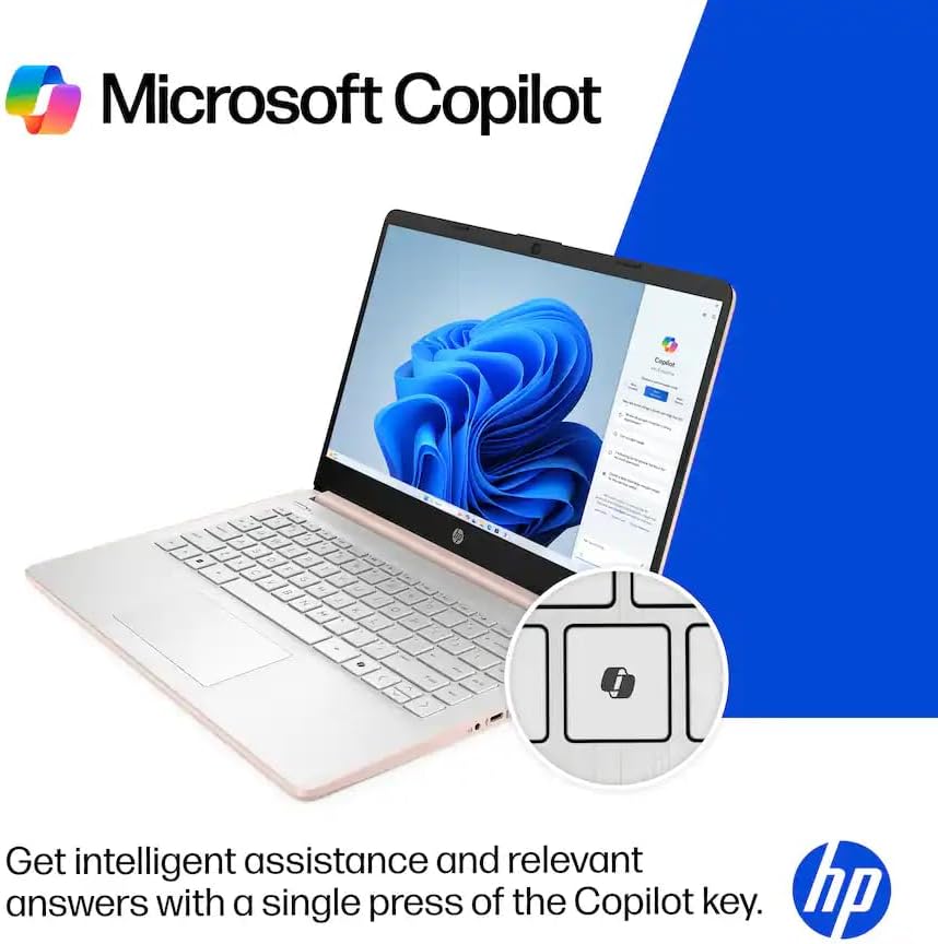 HP 14" Business & Student Laptop with 1-Year Office 365 & Copilot AI, 640GB Storage (128GB UFS+512GB PLUSERA Docking Set), 4GB RAM, Quad-Core Intel Processor, Windows 11 Home, Rose Gold - Image 6