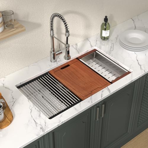 Lordear 33 Inch Undermount Kitchen Sink Workstation 33"x19"x10" - Image 2