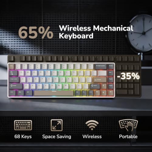 RK ROYAL KLUDGE RK68 65% RGB Wireless Mechanical Keyboard for Gaming, Work - Image 2