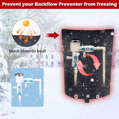 Backflow Preventer Cover, Pipe Freeze Insulation, 16" Wx20 H, Black - Image 3