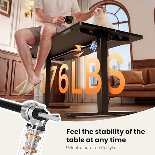 CubiCubi Electric Height Adjustable Standing Desk 55x24 Inch, Black - Image 5