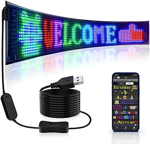 RAYHOME Scrolling Huge Bright Advertising LED Signs, Flexible USB 5V LED Store Sign Bluetooth App Control Custom Text Pattern Animation Programmable Display for Store Car Bar Hotel (27''x5'') by Rayhome