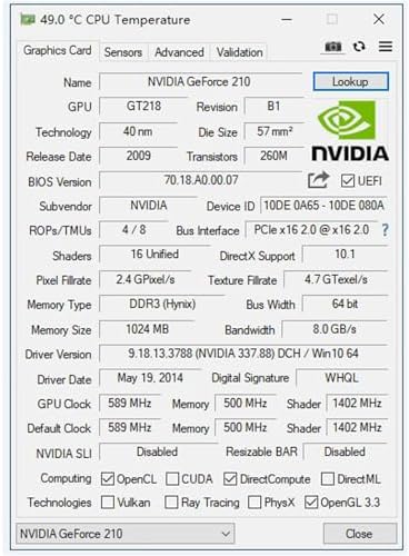 Glorto GeForce GT 210 1024 MB DDR3 Low Profile Graphics Card, PCI Express 1.0 x16, Entry Level GPU for PC, SFF and HTPC (HDMI/DVI/VGA) - Image 6