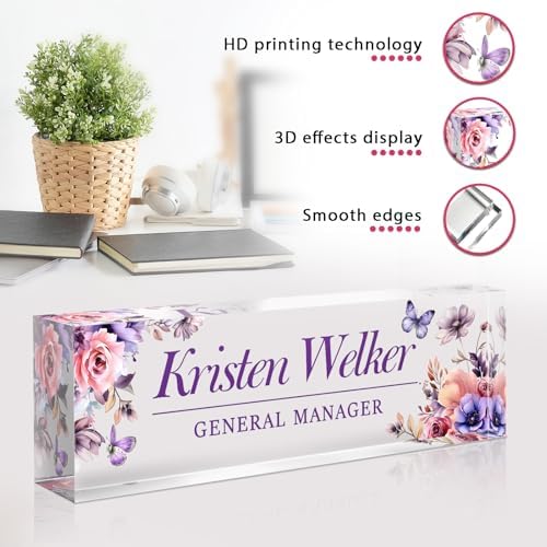 Custom Office Name Plate for Desk - Desk Name Plate Personalized Gifts for Coworkers, Boss, Employees, Teacher, Nurse - Office Desk Decor for Women Men - Employee Appreciation Gifts (Purple/Pink) - Image 5
