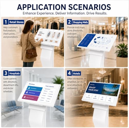 32 inch Touch Screen Kiosk, Windows11 System(8+128g), K-Style Stand Inquiry Machine, Human–Machine Interaction Smoothly for Mall Navigation/Self-Ordering/Advertising/Retail Store - Image 3