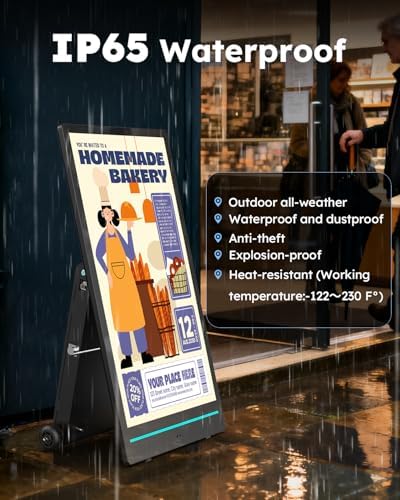 55 inch Outdoor Mobile Digital Signage Display, LCD IP65 Waterproof Advertising Display Kiosk with Rechargeable Battery, Brightness Auto-Adjustment and Impact Resistant Screen - Image 4