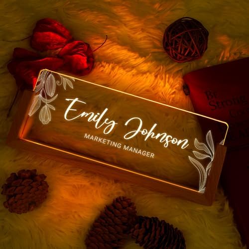 Custom Name Plate for Desk, Personalized Light Up Acrylic Desk Name Plate, Personalized Office Gifts for Boss Coworkers Teacher, Employee Appreciation GIfts, Office Decor for Women Men - Image 2