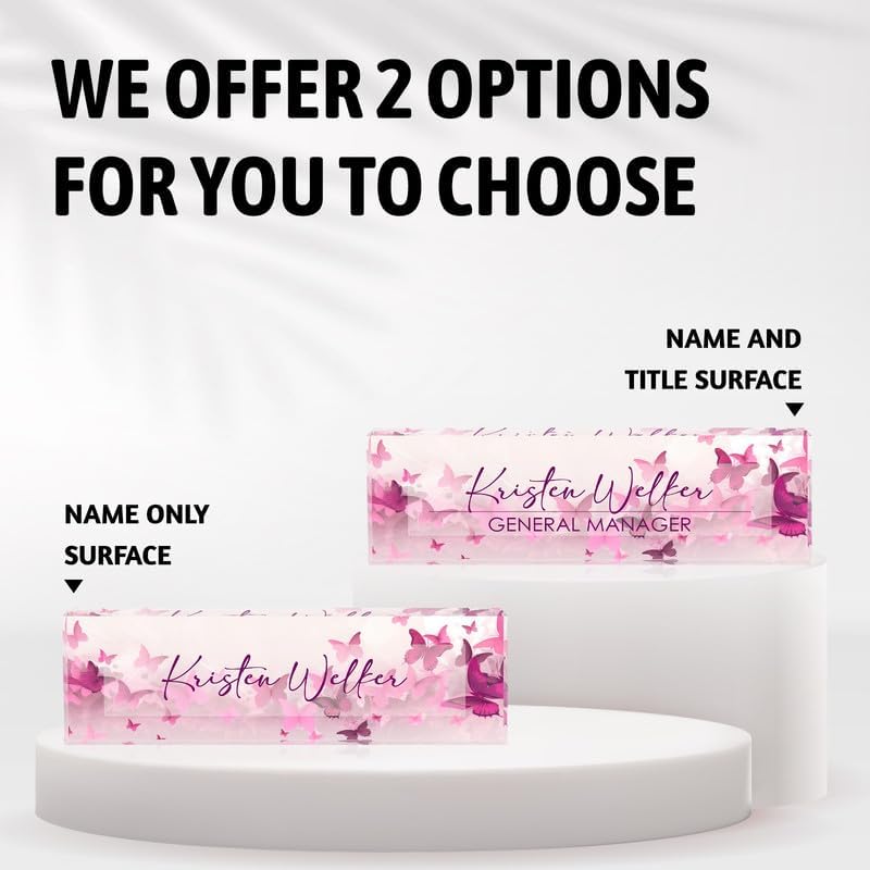 Desk Name Plate Personalized Name Plate for Desk, Office Desk Decor, 3D Style Personalized Plaque Name Plates for Desks Custom Appreciation Gifts for Boss Lady Employee Coworkers (Pastel Butterfly) - Image 2