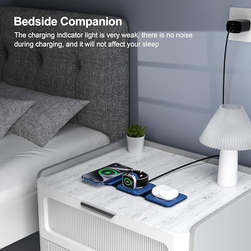 3 in 1 Charging Station for Multple Devices,Foldable 3 in 1 Wireless Charger for Travel,Nano Wireless Charging Station for iPhone16 15 14 13 12 Pro Max/Watch 10 9 8 7 6 5 4 3 Ultra/AirPod Pro - Image 6