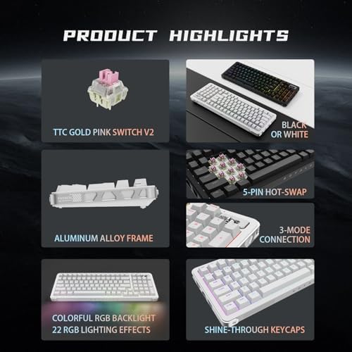 Compute Keyboard, Wireless Gaming Keyboard with Triple Mode - Image 3