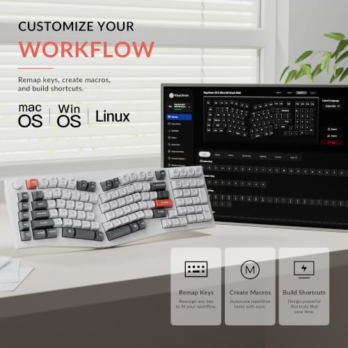 Keychron Q13 Ultra 8K Wireless Mechanical Keyboard, White 96% Alice Ergonomic Keyboard with Numpad, Full Aluminum RGB Custom Keyboard, Hot-Swappable Silk POM Switch for Mac Windows Linux - Image 7