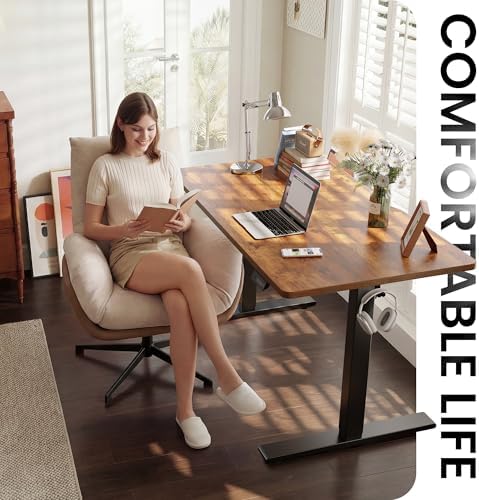 CubiCubi Electric Height Adjustable Standing Desk 48x30 Inch, Rustic Brown - Image 2