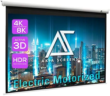 Akia Screens 104" Motorized Projector Screen 4:3 – Electric Drop Down with Remote, 8K/4K HD & 3D Ready, Ceiling or Wall Mount – AK-MOTORIZE104VW by AKIASCREENS