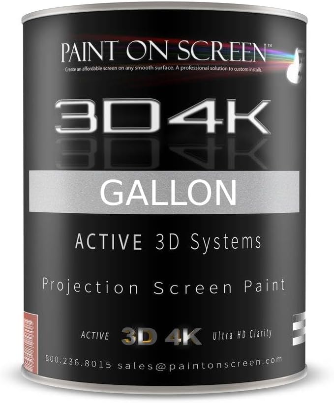 3D4K Projector Screen Paint with 2.4 Gain | Single-Coat Projector Paint For Picture Perfect 1080 HD and 4K UHD Clarity | Designed For Active 3D Systems | Silverish Light Gray, 1 Gallon by Paint+on+Screen
