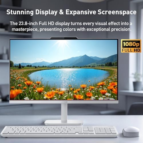 Lenovo A100 24" IPS FHD All in One Desktop Computer, Intel 8-core CPU, 8GB RAM, 512GB SSD Storage, Wireless Keyboard & Mouse Included, Support Dual-Display, HDMI, Windows 11, Cloud Grey - Image 4