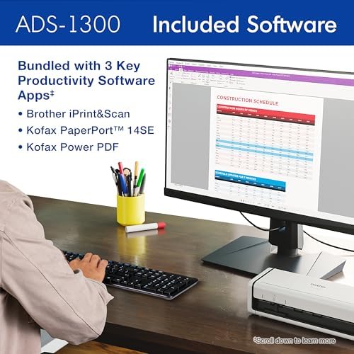 Brother ADS-1300 Compact Desktop Scanner | Scan Speeds of Up to 30ppm | Single Pass Double-Sided Scanning (Renewed Premium) - Image 7