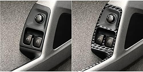 Real Black Carbon Fiber Car Window Lift Switch Panel with Rearview Mirror Button Trim Sticker Compatible with Benz Smart Fortwo 2011 2012 2013 2014 2015 Auto Interior Accessories 4pcs-Type A - Image 4