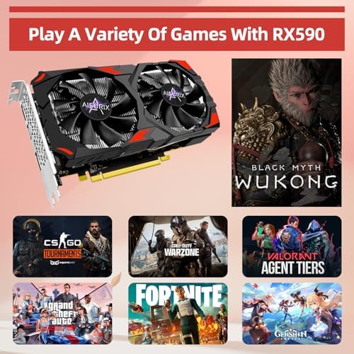 AISURIX RX 590 Graphics Card, Real 8GB, GDDR5, 256 Bit, RX 580 2304SP Pc Gaming Video Card, 2XDP, HDMI, PCI Express 3.0 with Freeze Fans Graphics Card for Gaming pc - Image 6