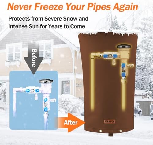 TOHONFOO Backflow Preventer Cover, Pipe Freeze Insulation, 14"Wx26"H, Brown - Image 3