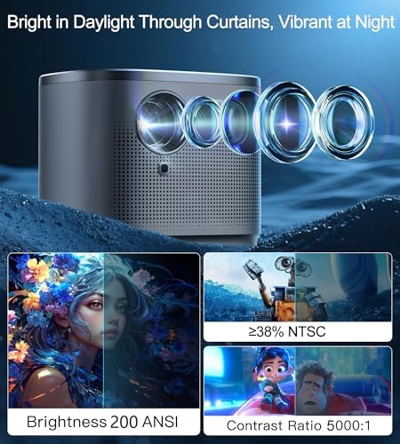 Miroir Mini Projector, Home HD Projector with Built-in Speaker, Auto Focus, Keystone Correction, Portable for Outdoor Movies, Compatible with Smartphone, TV Stick, Laptop, HDMI, USB - Image 2
