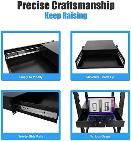 Drawer Server Cabinet Case 19 Inch Locking Rack Mount DJ Lockable Deep Drawer with Key (4U) - Image 3