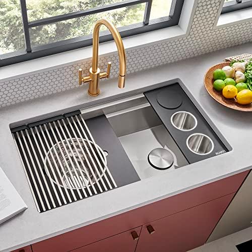 Ruvati 33-in Two-Tier Workstation Kitchen Sink with Accessories - RVH8224 - Image 2