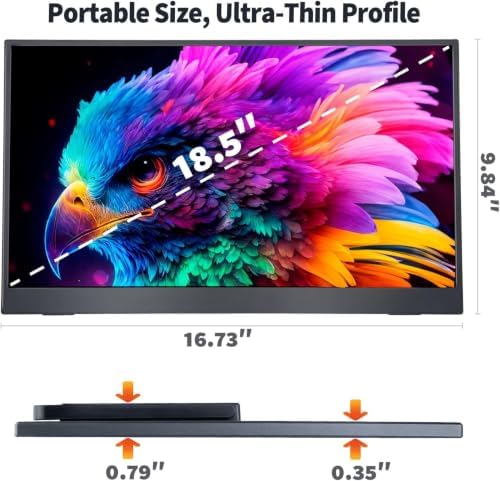 18.5 Inch Large Portable Monitor for Laptop, 120Hz 1080P FHD IPS Portable Travel Second Screen Display for/Phone/Xbox PS4/5, 125% sRGB, Dual Speakers, VESA & Storage Bag (18.5') - Image 6
