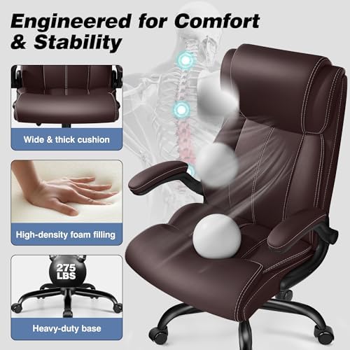 BESTFAIR Ergonomic Office Chair, Inflatable Lumbar Support High Back Coffee - Image 4