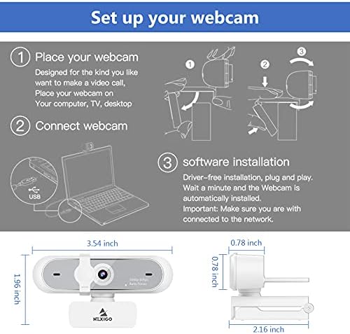 NexiGo N660P (Gen 2) 1080P 60FPS Webcam with Software Control, Dual Microphone & Cover, Autofocus, HD USB Computer Web Camera, for OBS/Zoom/Skype/FaceTime/Teams/Twitch, White - Image 7