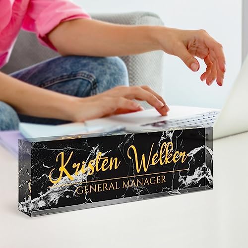 Name Plate for Desk, Desk Name Plate Personalized, Office Decor for Women Men, Acrylic Desktop Accessories, Office Appreciation Gifts for Boss Social Workers Nurse Teacher Employee (Black Marble) - Image 6