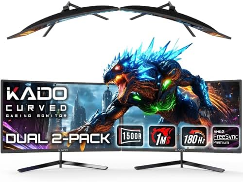 Kado Dual 2-Pack 24" Curved 1500R 180Hz 1ms 1920x1080 Gaming Office Monitor by Kado