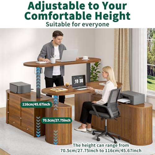 Electric L Shaped Standing Desk, Corner Sit Stand Up Desk, Executive Desk - Image 3