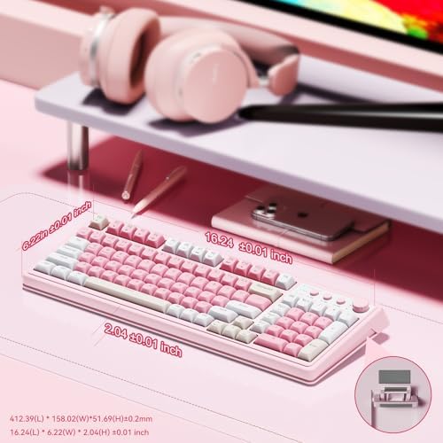 AULA 99 Key Keyboard, Wireless Pink Gaming Keyboard Creamy with Number Pad - Image 5