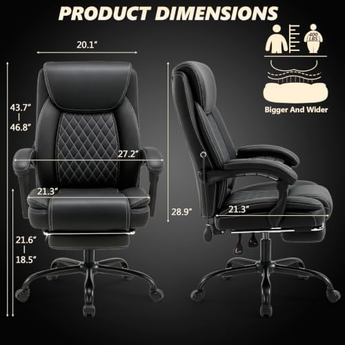 Reclining Office Chair with Foot rest,Comfy Desk Chair with Lumbar Support - Image 3