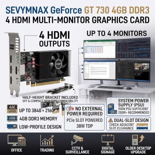 GeForce GT 730 4GB Graphics Card 4 HDMI Multi Monitor Low Profile - Image 5