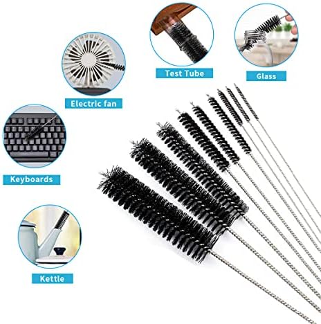 10PCS Flexible Drain Brush Straw Cleaner Brush Set,Pipe Cleaners Brush,61Inch Stainless Steel Double-Ended Hose Brush 8.2Inch Nylon Long CPAP Tube Cleaning Brush for Home Kitchen Sink Plumbing - Image 6
