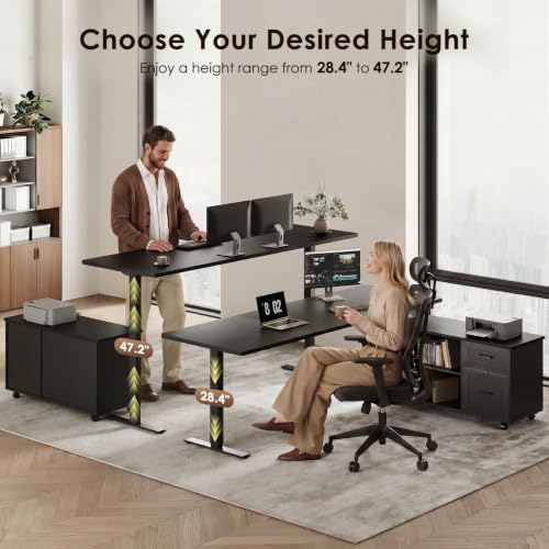 OffiGo 71 Inch L Shaped Electric Standing Desk with Cabinet Sets, Black - Image 5