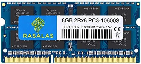 Rasalas 8GB DDR3 PC3-10600S DDR3 1333MHz 1.5V CL9 Ram 2RX8 PC3 204 Pin SODIMM Laptop Notebook Computer Memory Ram Module Chips by Rasalas