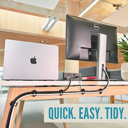 [Made in the UK] 30-Pack Adjustable Elastic Self-Adhesive Cable Tidy Clips, Cable Management Organiser for Office, Home, Under Desk, Behind TV, Charging Phone, Laptop, PC, HDMI, USB (BLACK) - Image 6