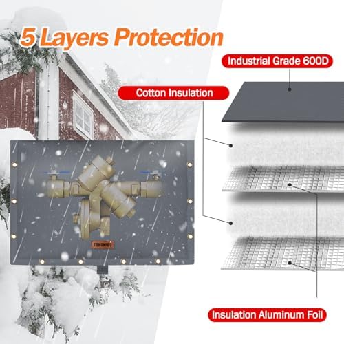 Backflow Preventer Insulation Cover for Vacuum Breaker, 21" W x 16" H, Grey - Image 3
