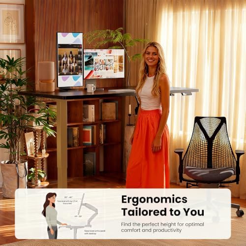 ErGear Height Adjustable Electric Standing Desk, 32 x 19 Inches Sit Stand up Desk, Memory Computer Home Office Desk, Black+Gold - Image 5