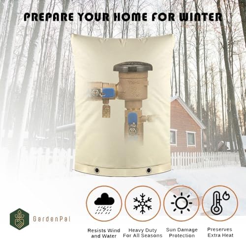 Gardenpal Backflow Preventer Cover, Water Pipe Insulation Cover, Freeze Protection, Reusable for Your Pipes, Valves, Sprinkers and Irrigation System in Winter or Sun Exposure (55 * 65cm /22 * 26 inch) - Image 2