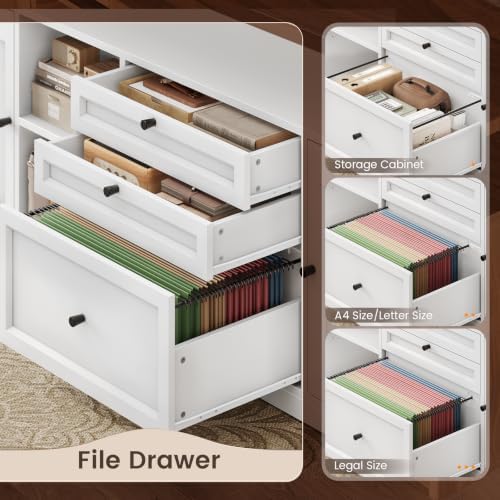 SEDETA Farmhouse L Shaped Executive Electric Standing Desk with 6 Drawers - Image 5