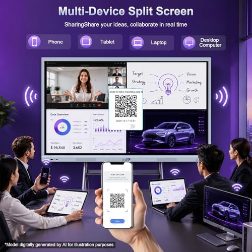 55" Smart Board, 8 + 256 GB Digital Interactive Whiteboard Display Built-in Windows10 & Android 11 Dual System with 4K Touchscreen, Electronic Smartboard for Classroom Office Home (Board Only)​ - Image 4
